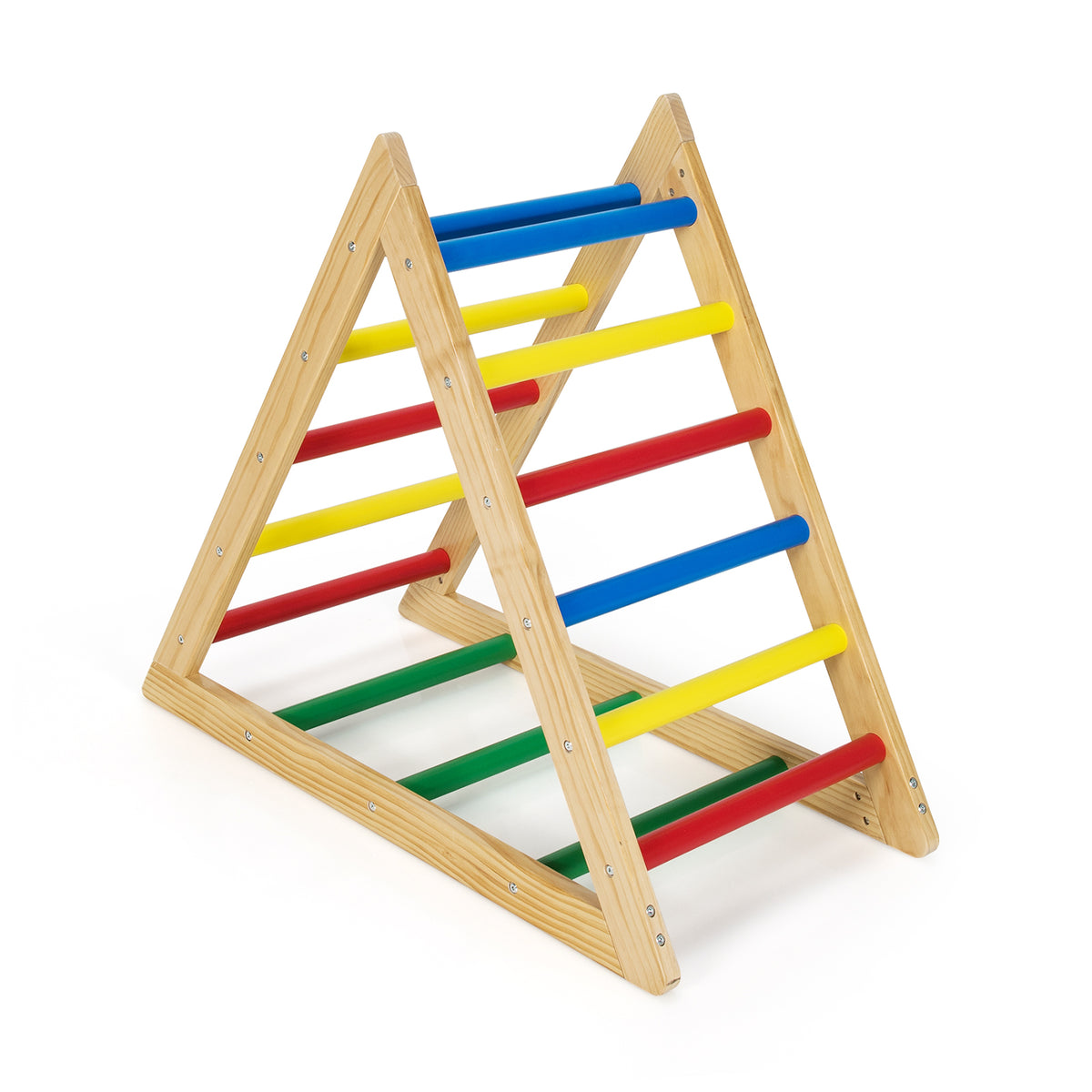 Échelle triangulaire d'escalade pour enfants - bois de pin à 3 niveaux multicolore