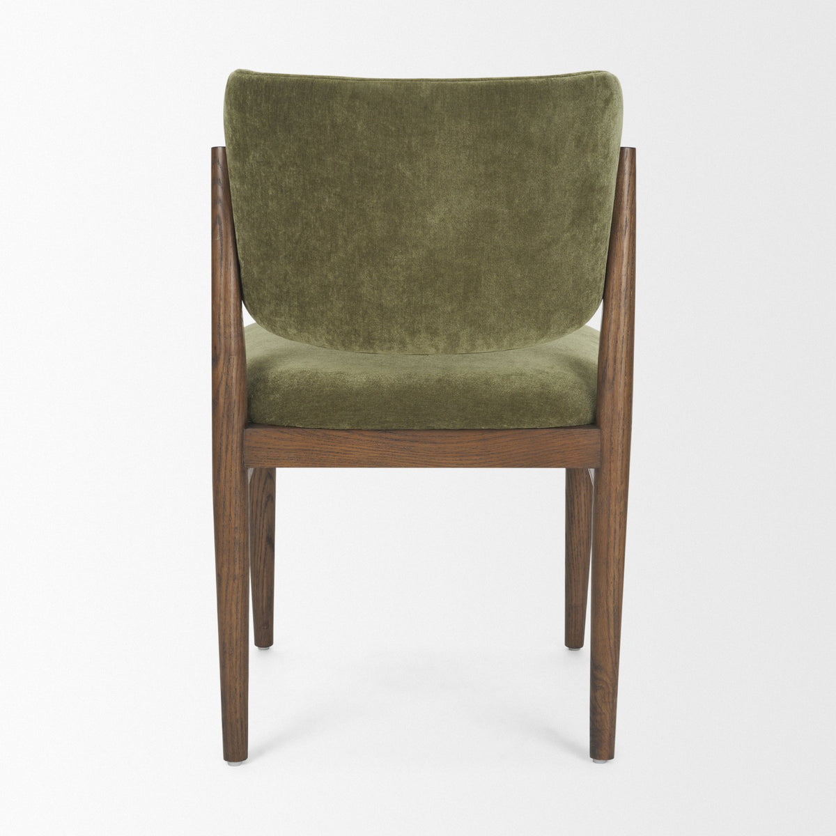 Cline Curved Back Dining Side Chair | Olive Fabric w/ Brown Wood-Dining Chairs-DECOROLALA