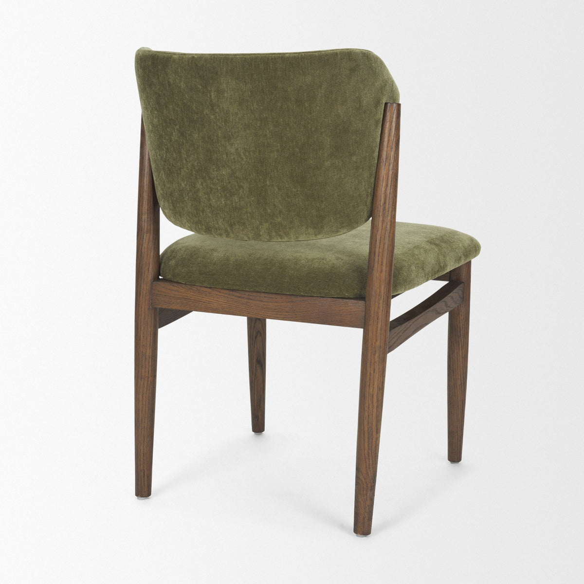 Cline Curved Back Dining Side Chair | Olive Fabric w/ Brown Wood-Dining Chairs-DECOROLALA
