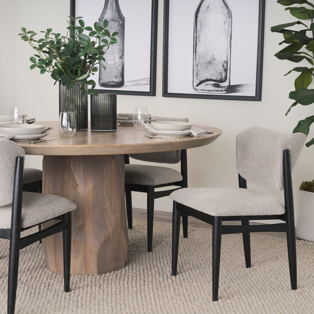 Cline Curved Back Dining Side Chair | Olive Fabric w/ Brown Wood-Dining Chairs-DECOROLALA