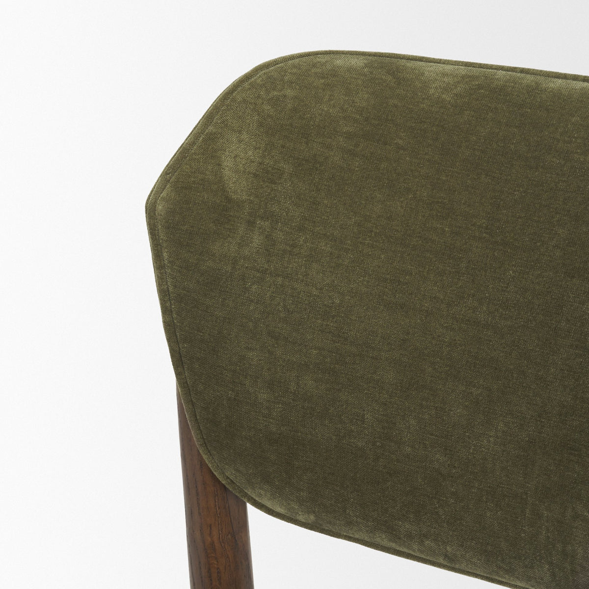Cline Curved Back Dining Side Chair | Olive Fabric w/ Brown Wood-Dining Chairs-DECOROLALA