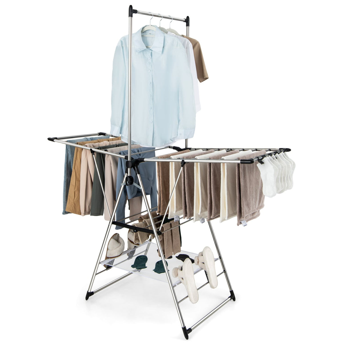 Clothes Drying Rack with 6-Level Adjustable Height-Laundry Drying Racks-DECOROLALA