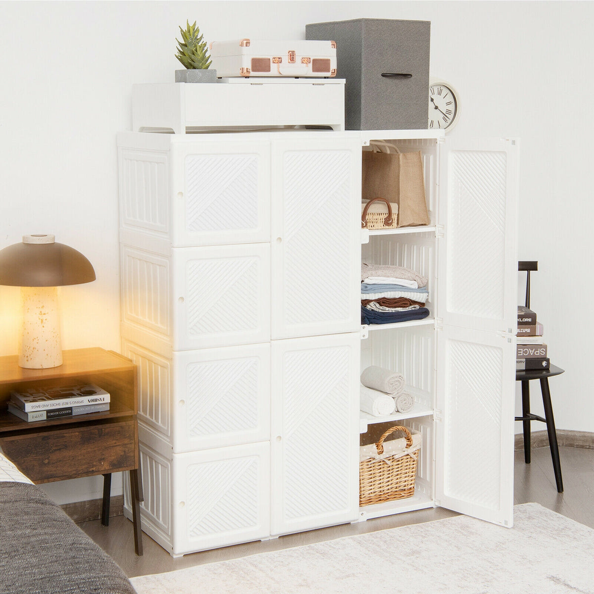 Clothes Foldable Armoire Wardrobe Closet with 12 Cubby Storage-Clothing & Closet Storage-DECOROLALA