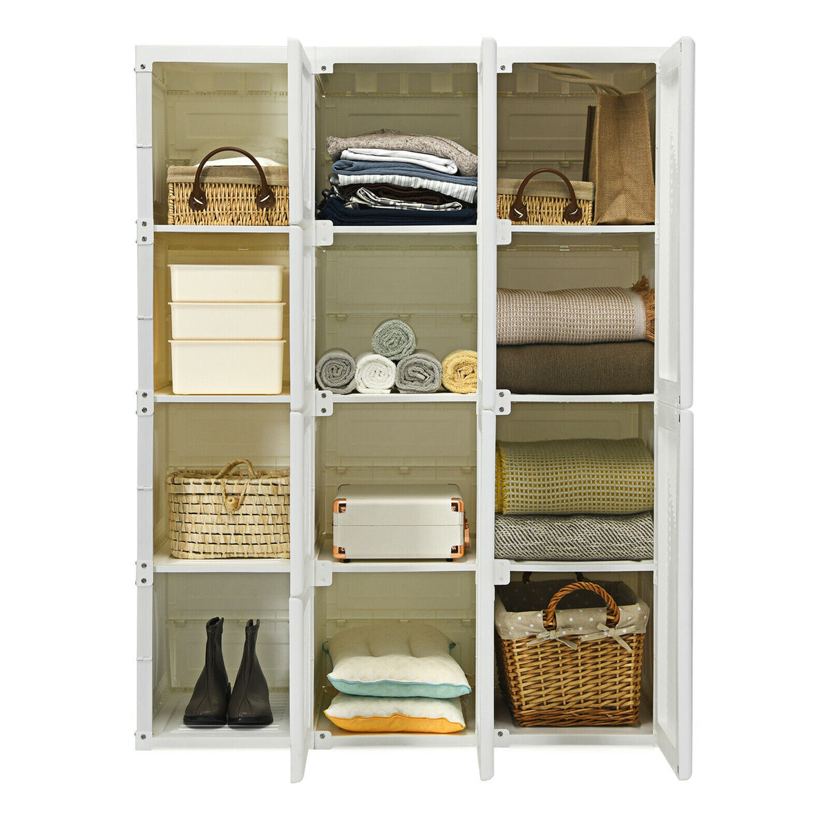 Clothes Foldable Armoire Wardrobe Closet with 12 Cubby Storage-Clothing & Closet Storage-DECOROLALA