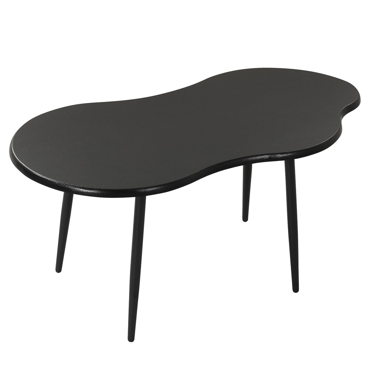 Cloud Shape Coffee Table 39.5 inch Irregular Center Table with Metal Frame-Black-Coffee Tables-DECOROLALA