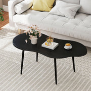 Cloud Shape Coffee Table 39.5 inch Irregular Center Table with Metal Frame-Black-Coffee Tables-DECOROLALA