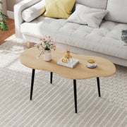 Cloud Shape Coffee Table 39.5 inch Irregular Center Table with Metal Frame-Natural-Coffee Tables-DECOROLALA
