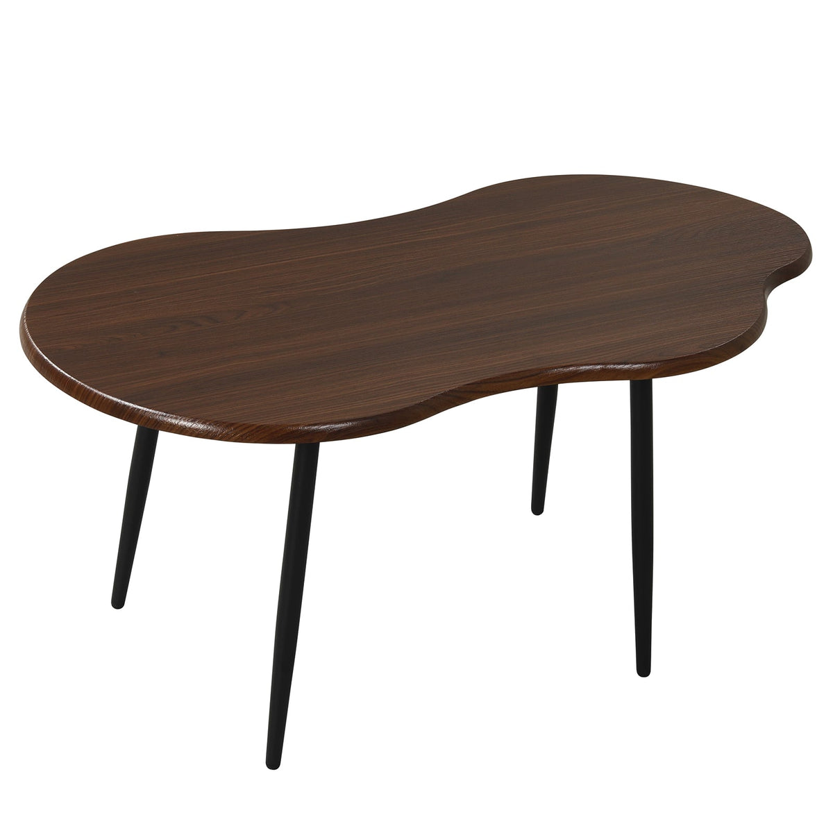 Cloud Shape Coffee Table 39.5 inch Irregular Center Table with Metal Frame-Walnut-Coffee Tables-DECOROLALA