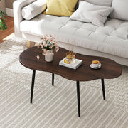 Cloud Shape Coffee Table 39.5 inch Irregular Center Table with Metal Frame-Walnut-Coffee Tables-DECOROLALA