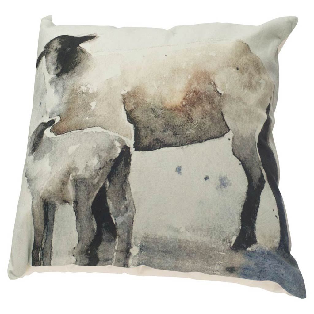 Clover Gray Watercolor Lambs Pillow Cover w/Down Filler (min order qty 2)-Decorative Pillows-DECOROLALA