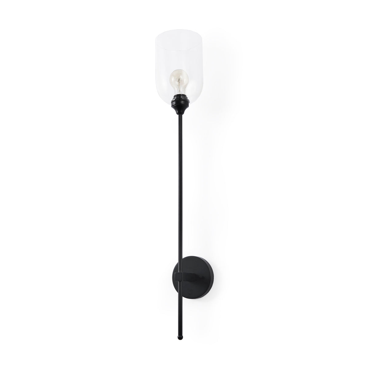 Clyde 6.0L x 8.0W x 37.0H Matte Black W/Glass Round Wall Sconce-Wall Sconces-DECOROLALA