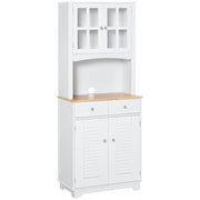 Coastal Kitchen Buffet with Glass & Storage - White 66.9"H-DECOROLALA