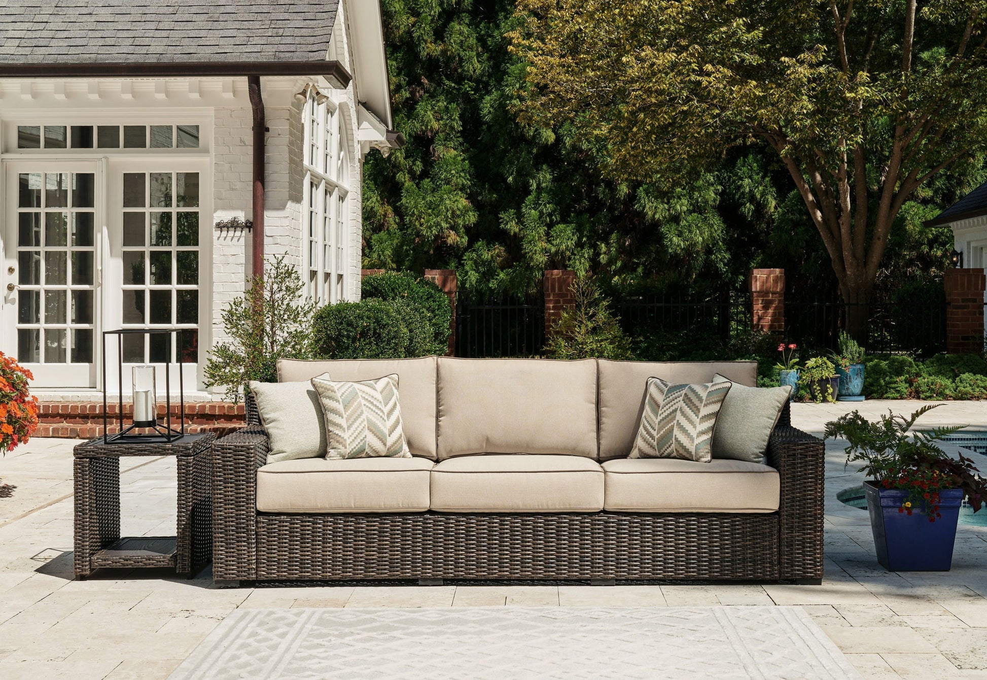 Coastline Bay Outdoor Sofa - Brown Wicker-Sofas-DECOROLALA