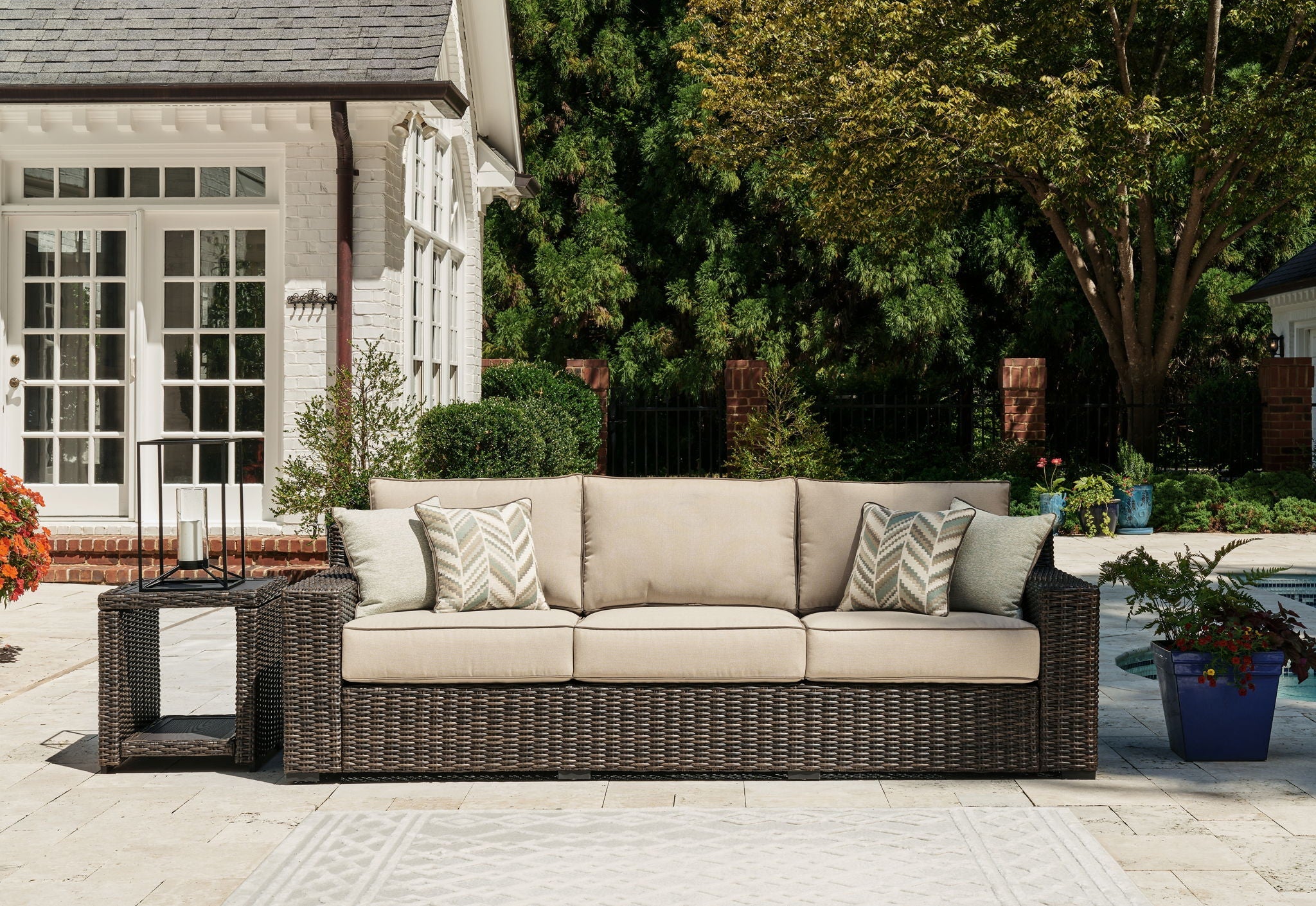 Coastline Bay Outdoor Sofa - Brown Wicker-Sofas-DECOROLALA