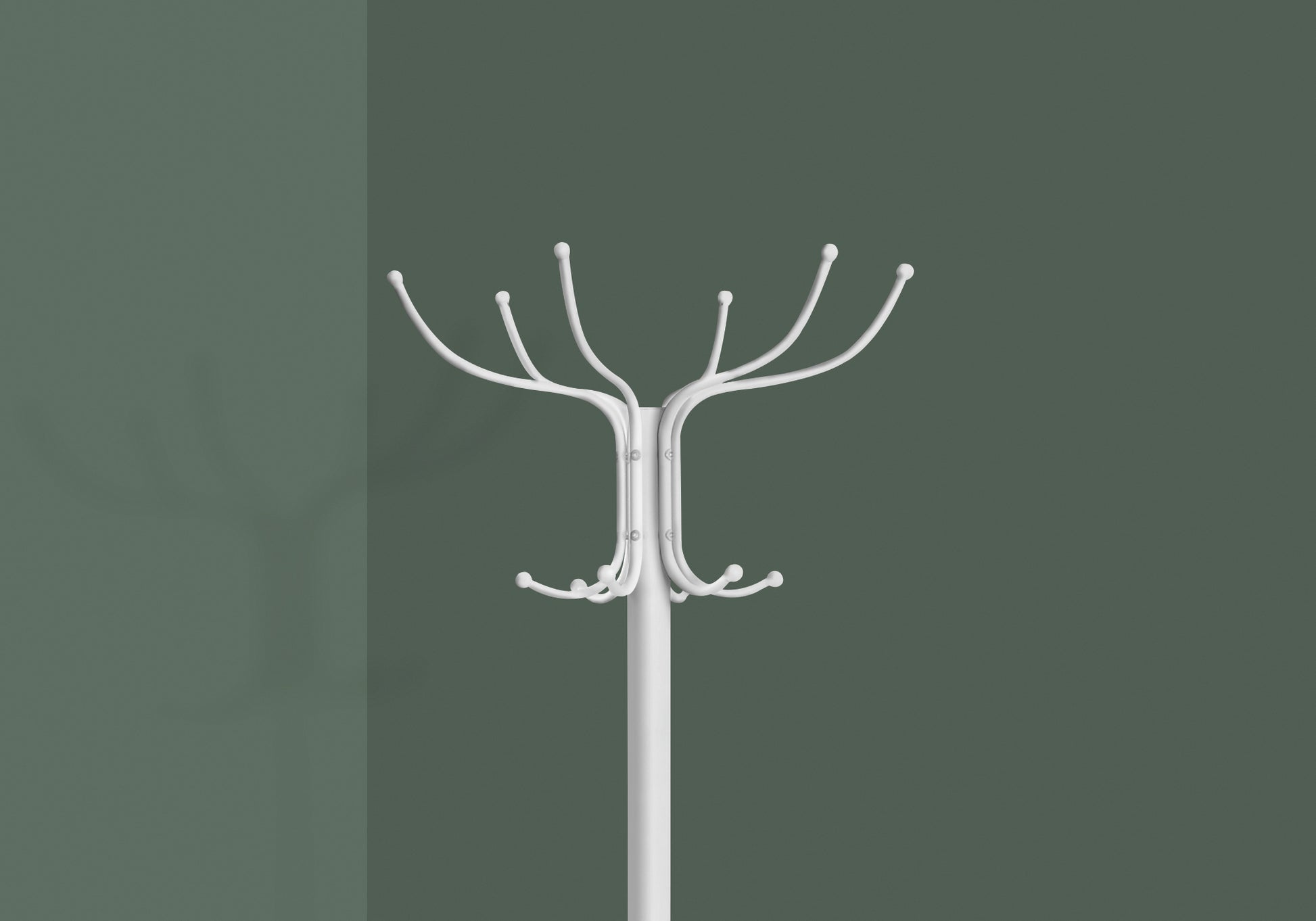 Coat Rack 70"H White Metal with Umbrella Holder 12 Hooks-Coat Rack-DECOROLALA