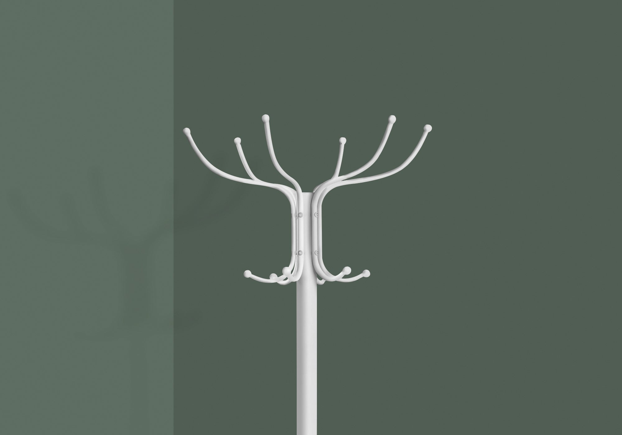 Coat Rack 70"H White Metal with Umbrella Holder 12 Hooks-Coat Rack-DECOROLALA