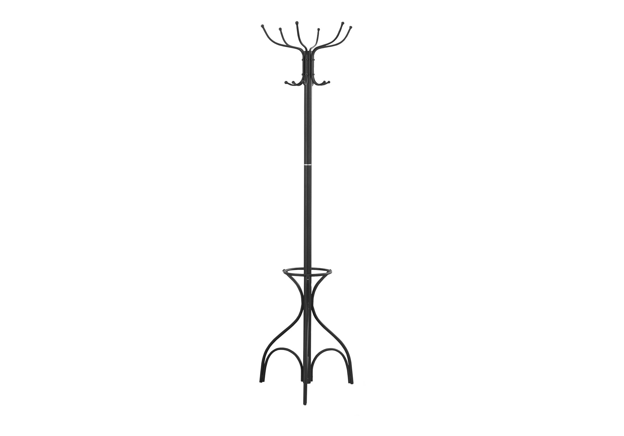 Coat Rack 70"H White Metal with Umbrella Holder 12 Hooks-Coat Rack-DECOROLALA