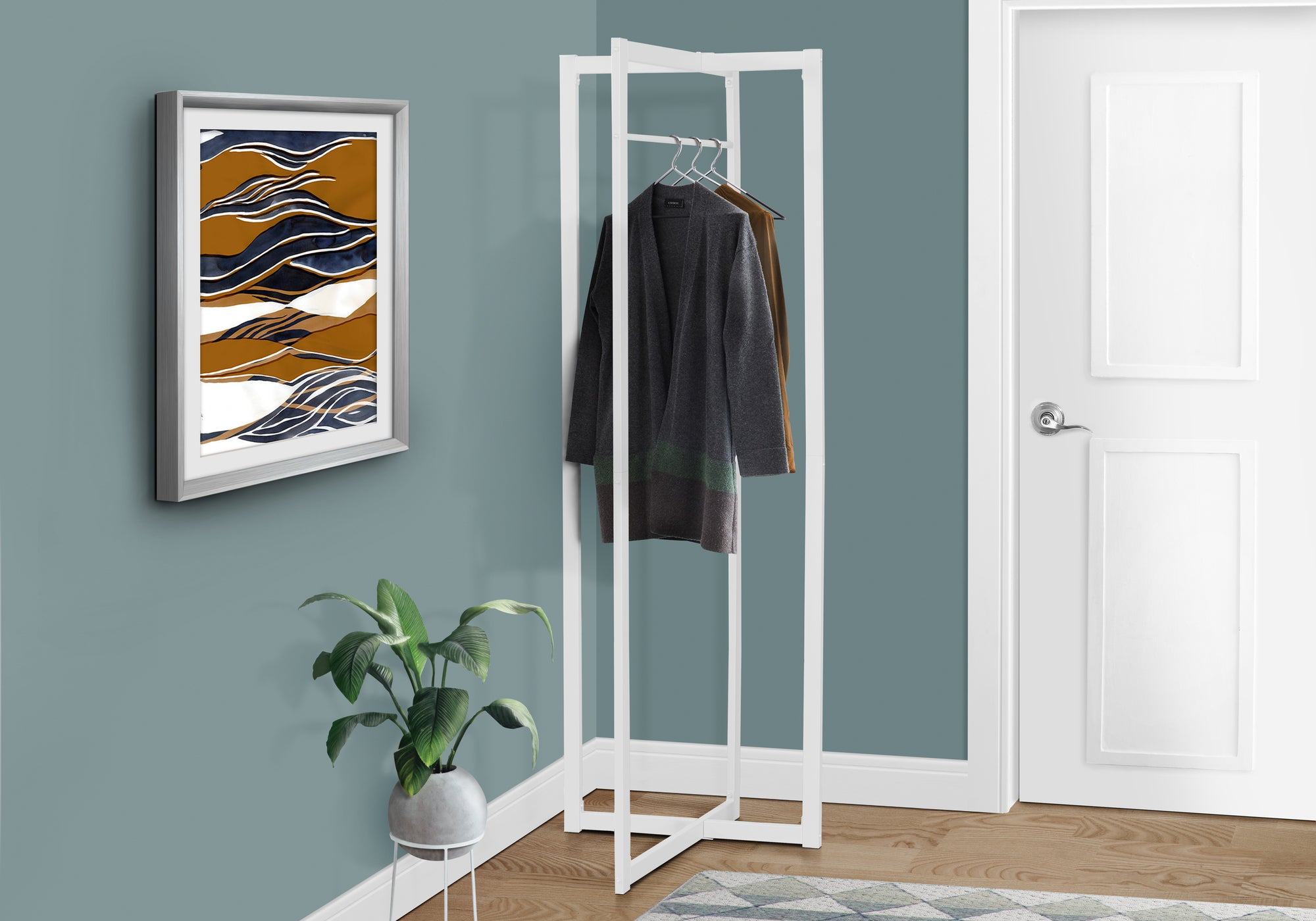 Coat Rack 72"H White Metal with Extra Bar-Coat Rack-DECOROLALA