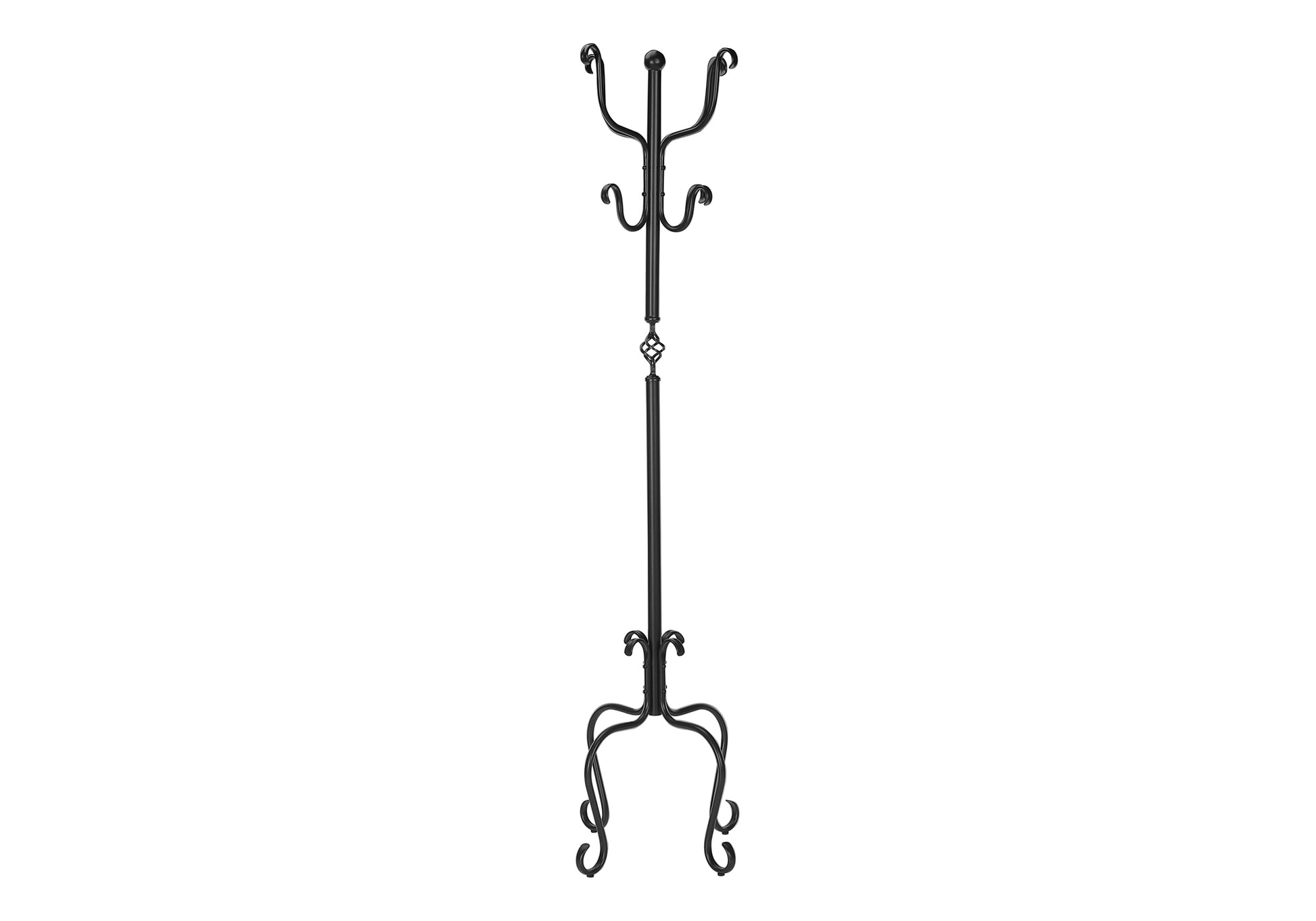 Coat Rack 74"H Hammered Black Metal 8 Hooks-Coat Rack-DECOROLALA