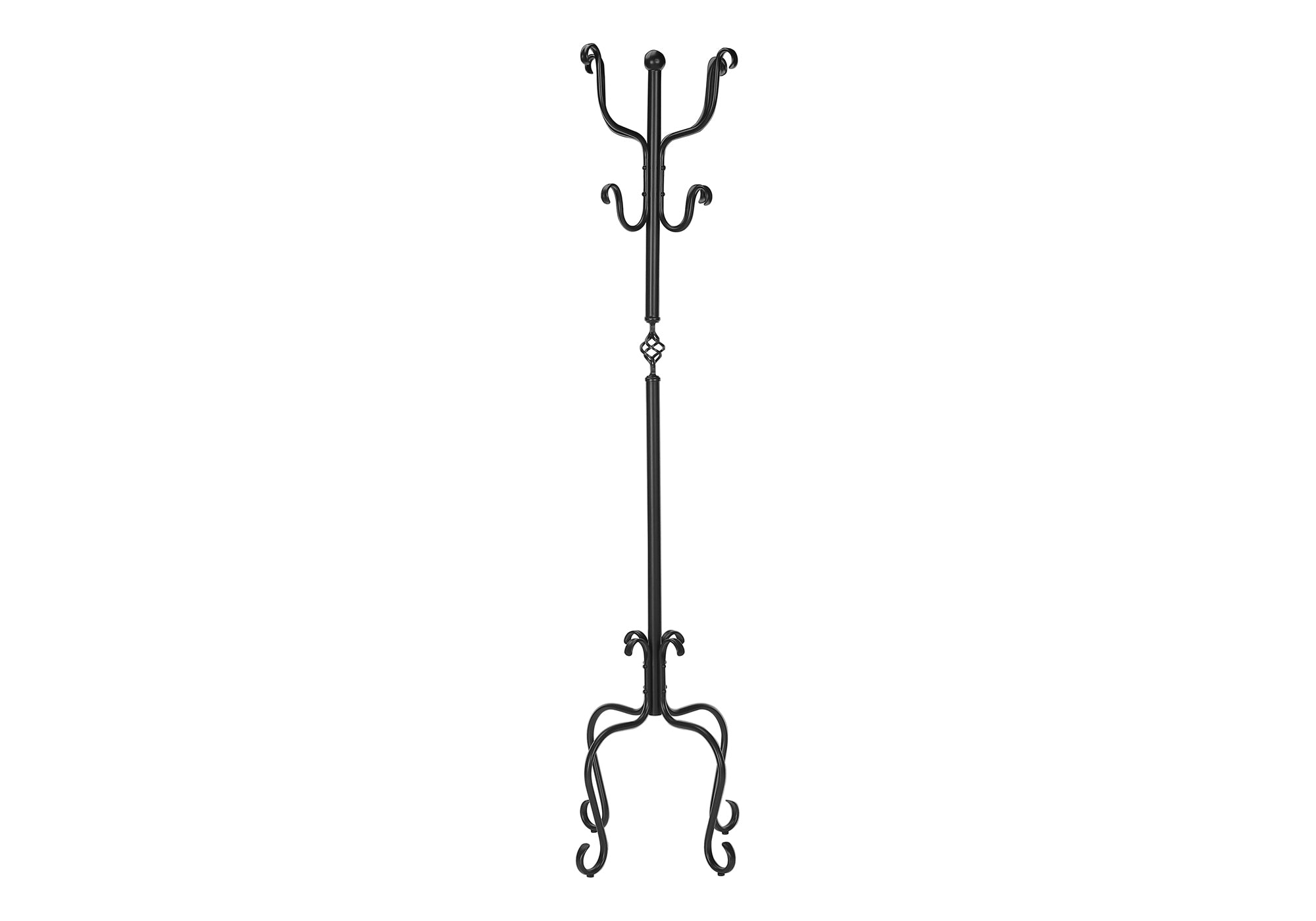 Coat Rack 74"H Hammered Black Metal 8 Hooks-Coat Rack-DECOROLALA