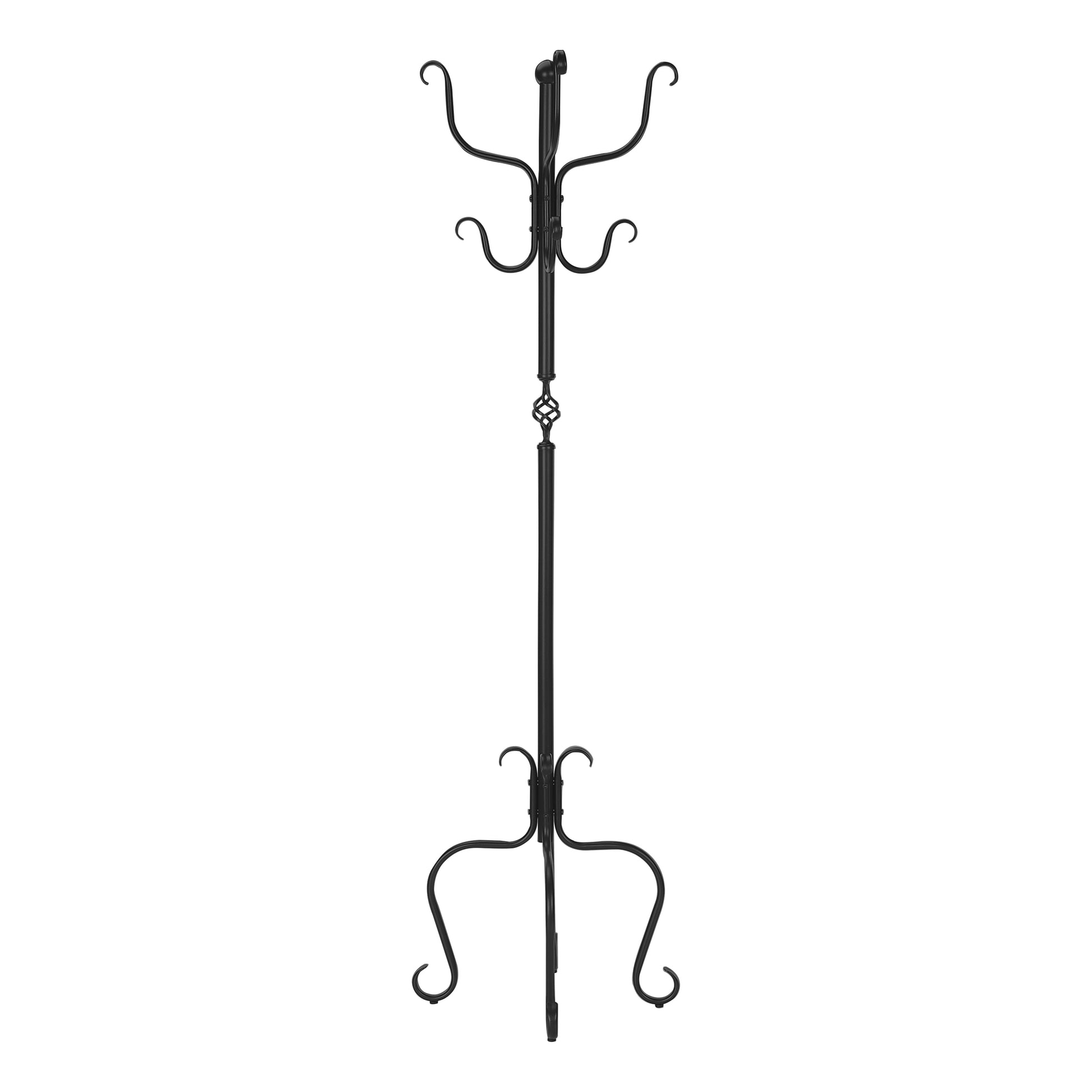 Coat Rack 74"H Hammered Black Metal 8 Hooks-Coat Rack-DECOROLALA