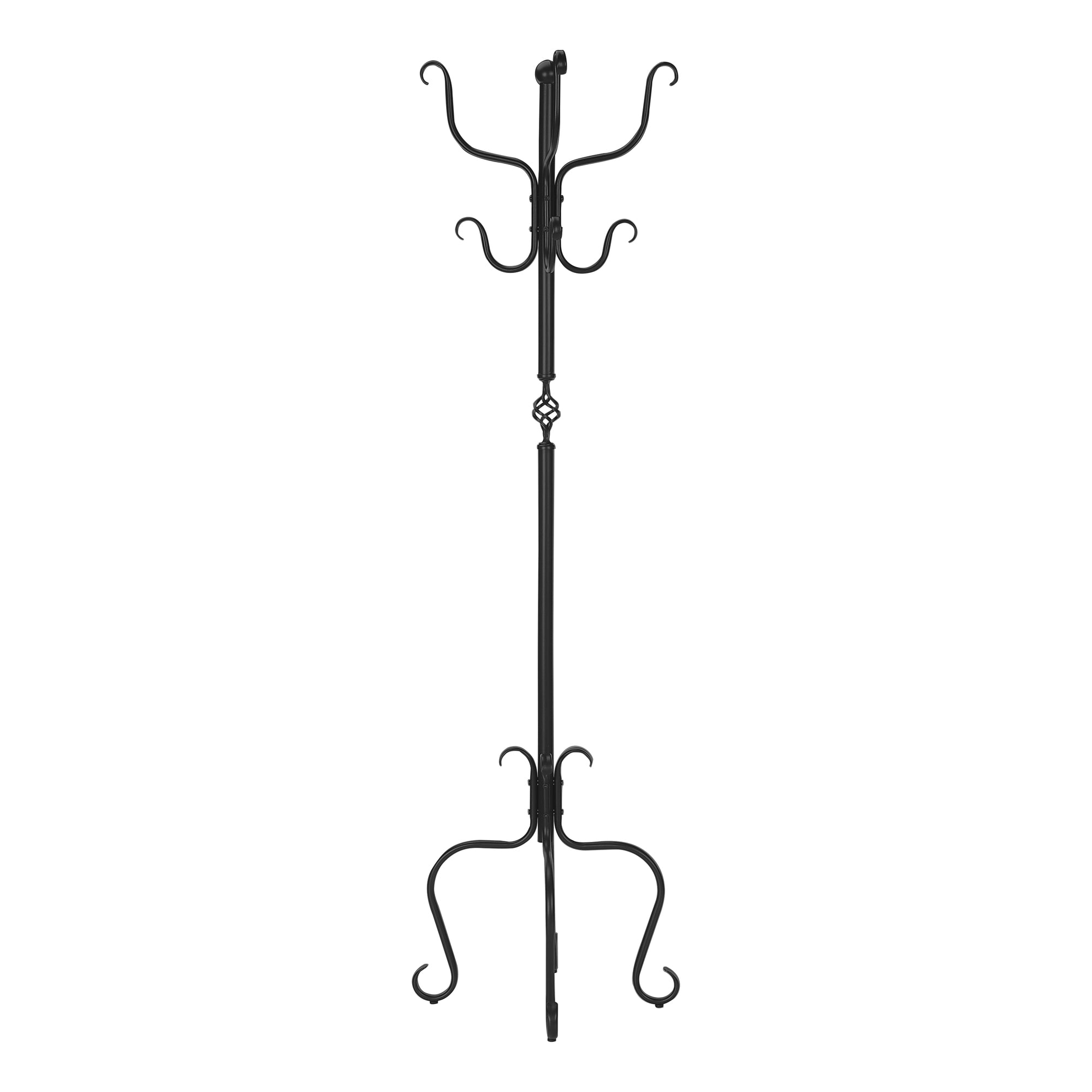 Coat Rack 74"H Hammered Black Metal 8 Hooks-Coat Rack-DECOROLALA