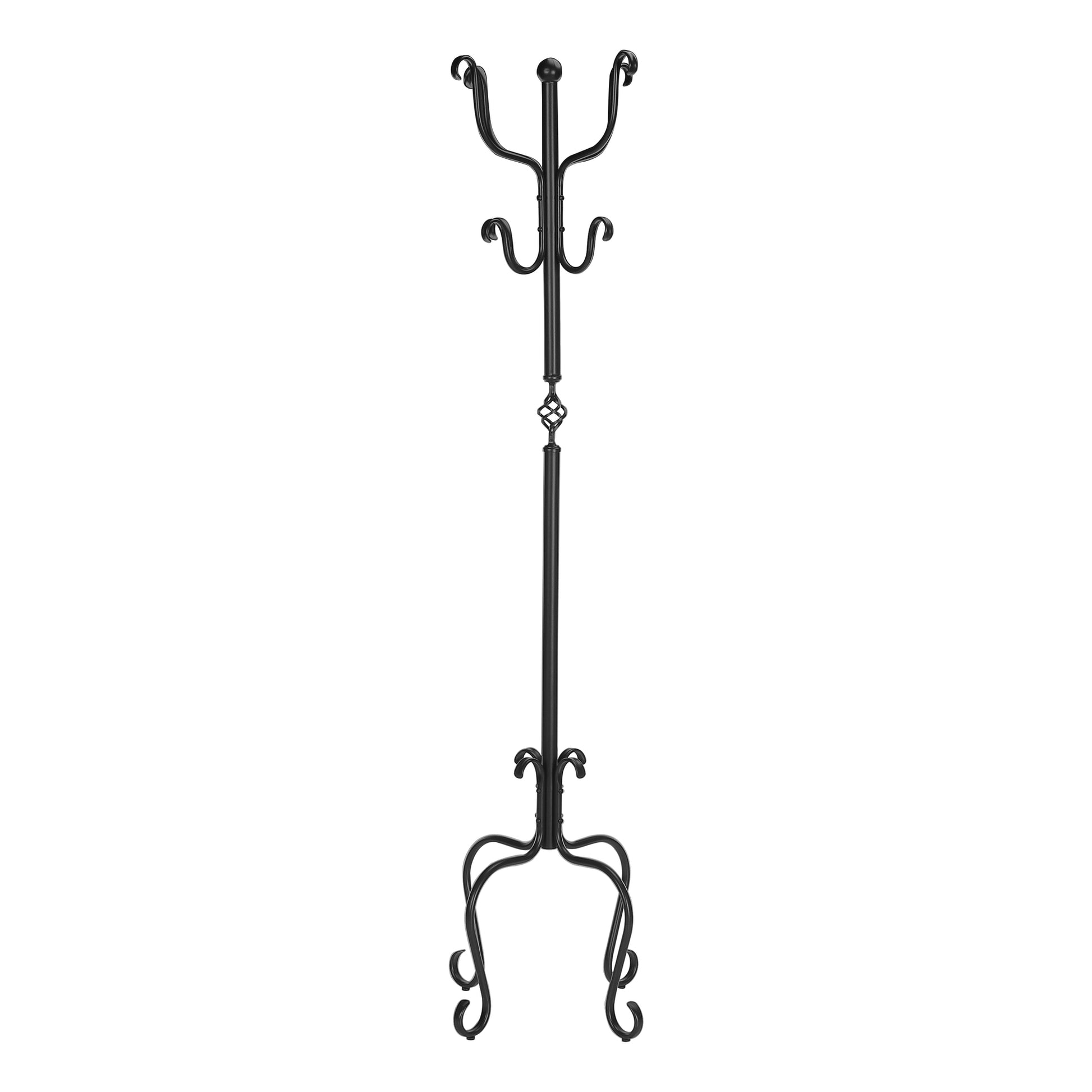 Coat Rack 74"H Hammered Black Metal 8 Hooks-Coat Rack-DECOROLALA