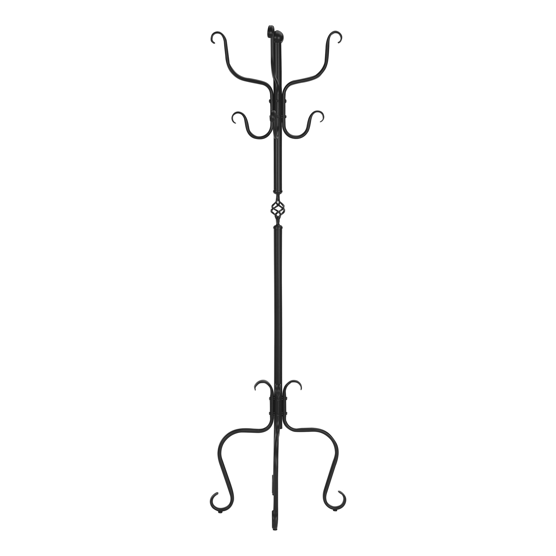 Coat Rack 74"H Hammered Black Metal 8 Hooks-Coat Rack-DECOROLALA