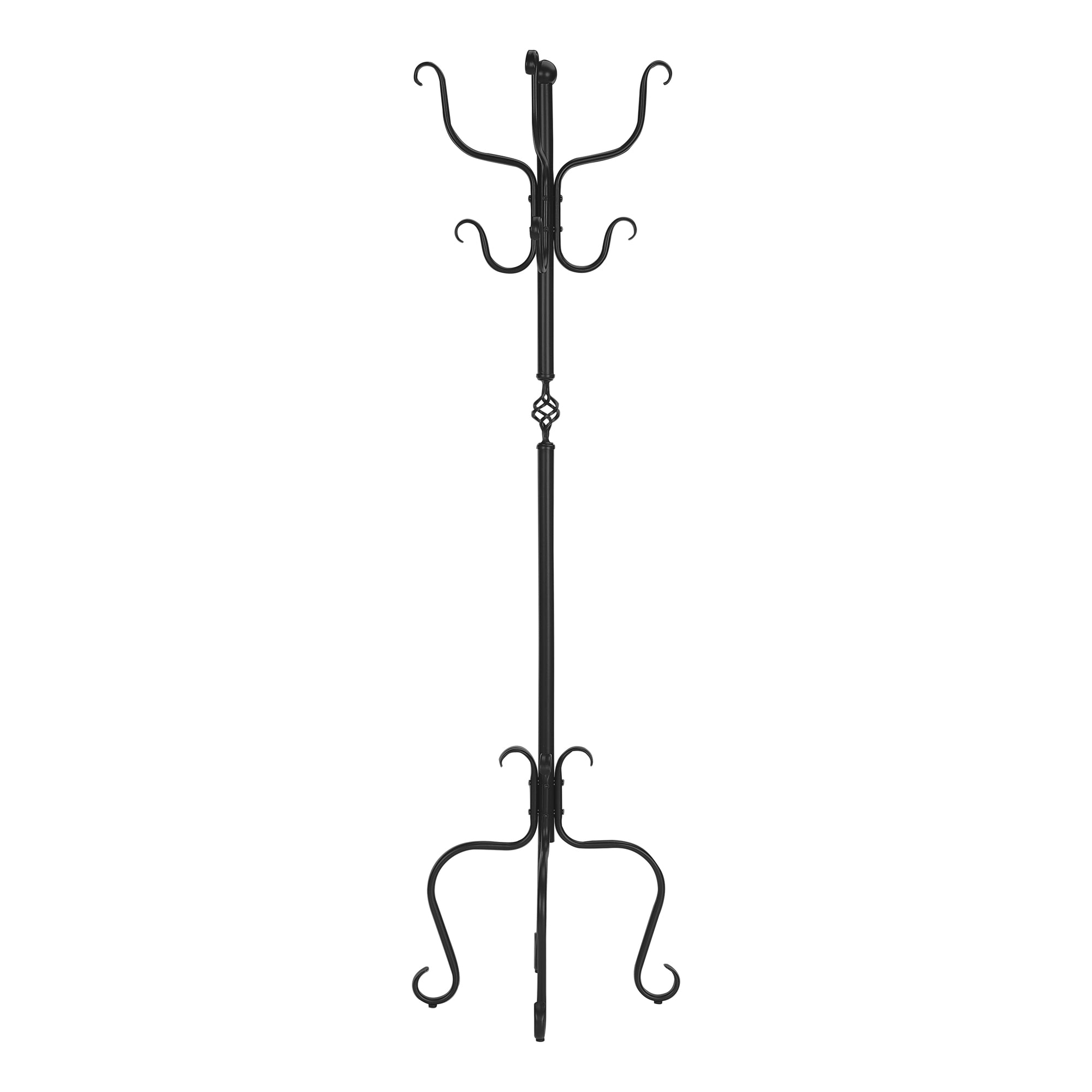 Coat Rack 74"H Hammered Black Metal 8 Hooks-Coat Rack-DECOROLALA
