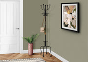 Coat Rack 74"H Hammered Black Metal 8 Hooks-Coat Rack-DECOROLALA