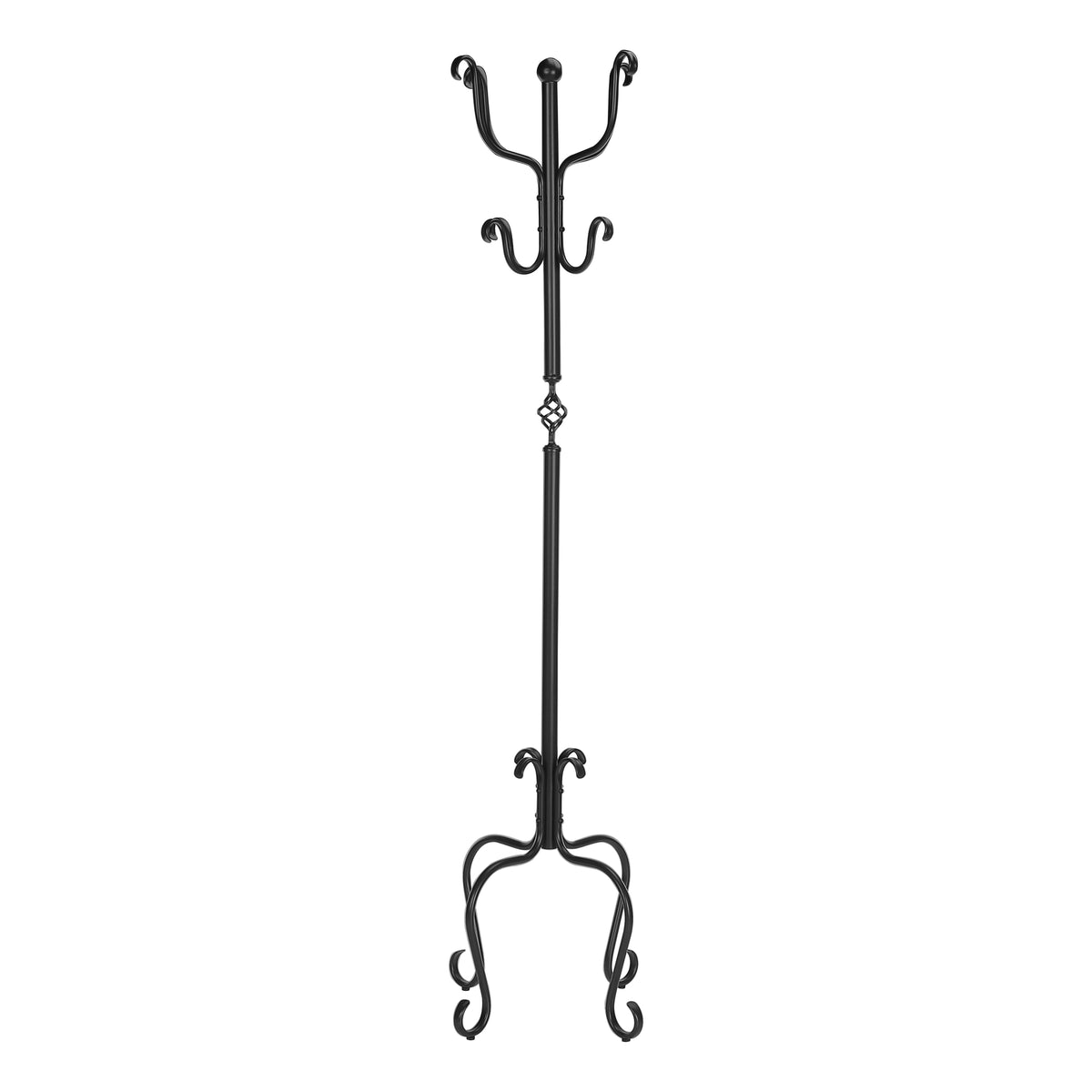 Coat Rack 74"H Hammered Black Metal 8 Hooks-Coat Racks-DECOROLALA