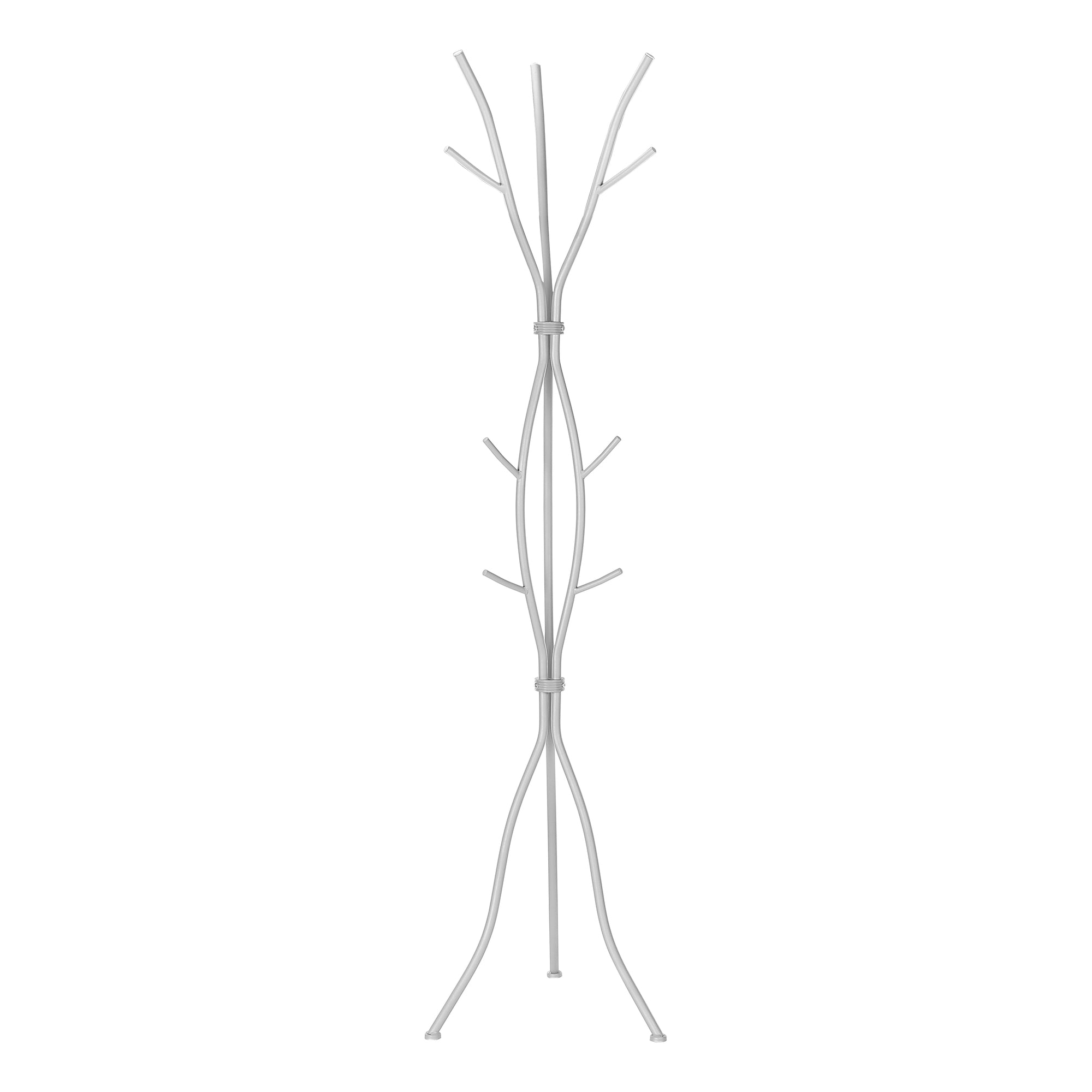 Coat Rack 74"H Hammered Silver Metal 8-Hook-Coat Rack-DECOROLALA