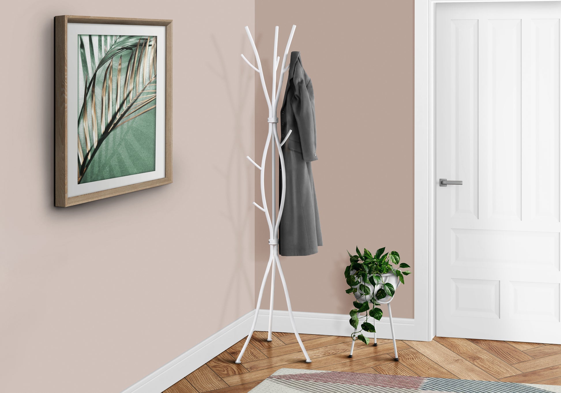 Coat Rack 74"H Hammered Silver Metal 8-Hook-Coat Rack-DECOROLALA