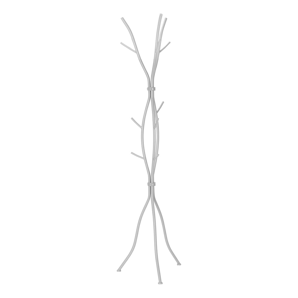Coat Rack 74"H Hammered Silver Metal 8-Hook-Coat Racks-DECOROLALA