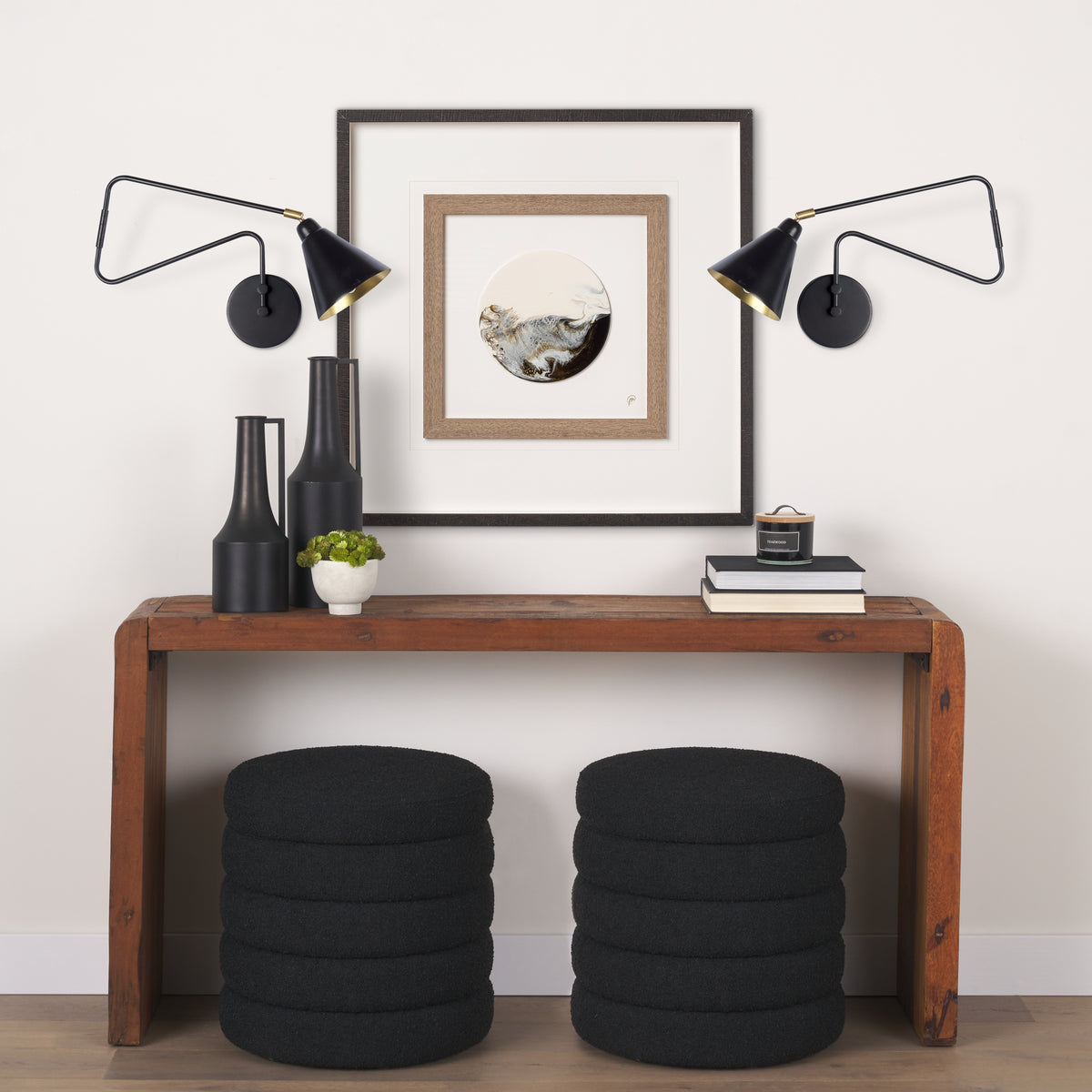 Cobalt 6L x 32W Black Metal Cone Shaped Swivel Wall Sconce-Wall Sconces-DECOROLALA