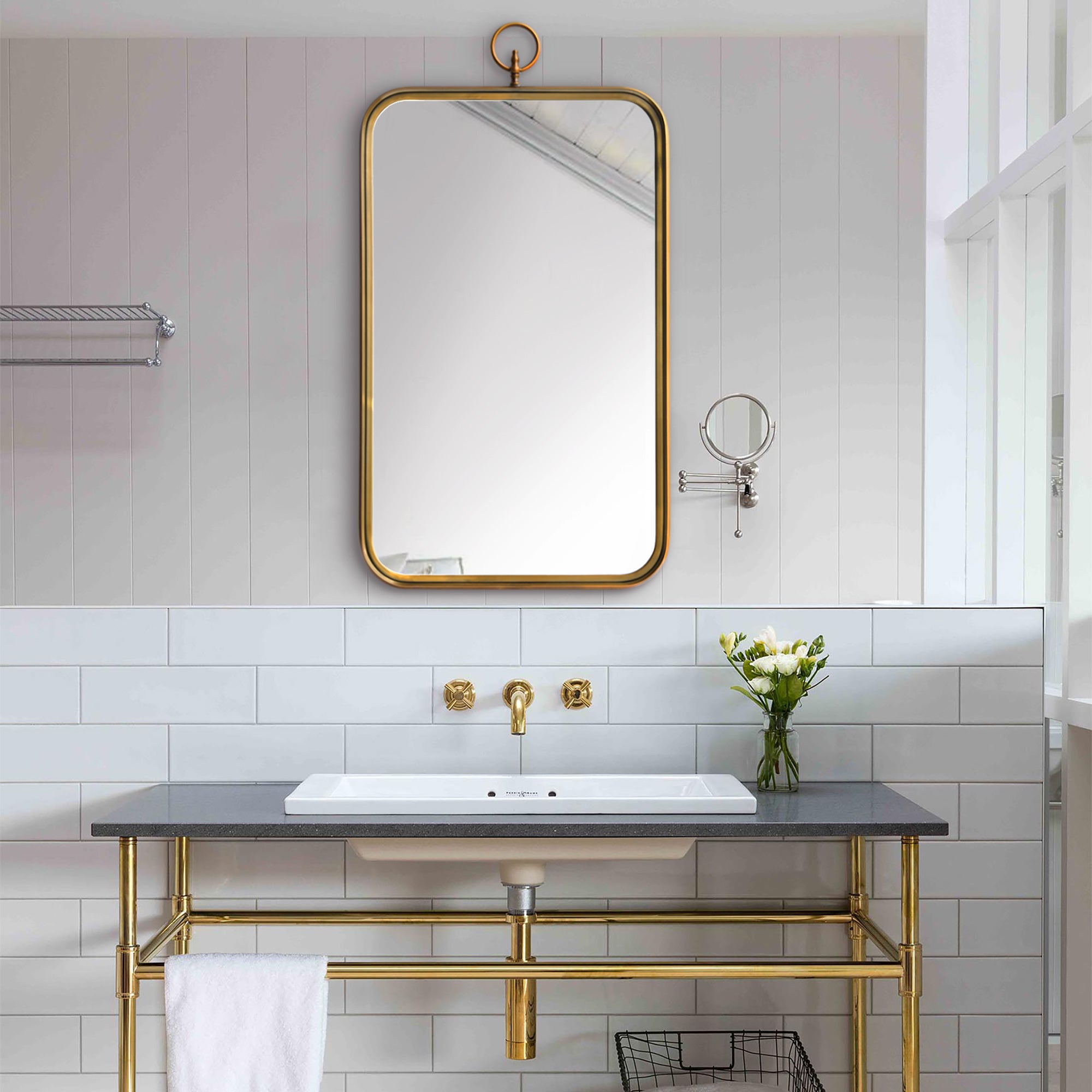 Coburg 39.5" Tall Rectangle Wall Mirror, Yellow-Mirror-DECOROLALA