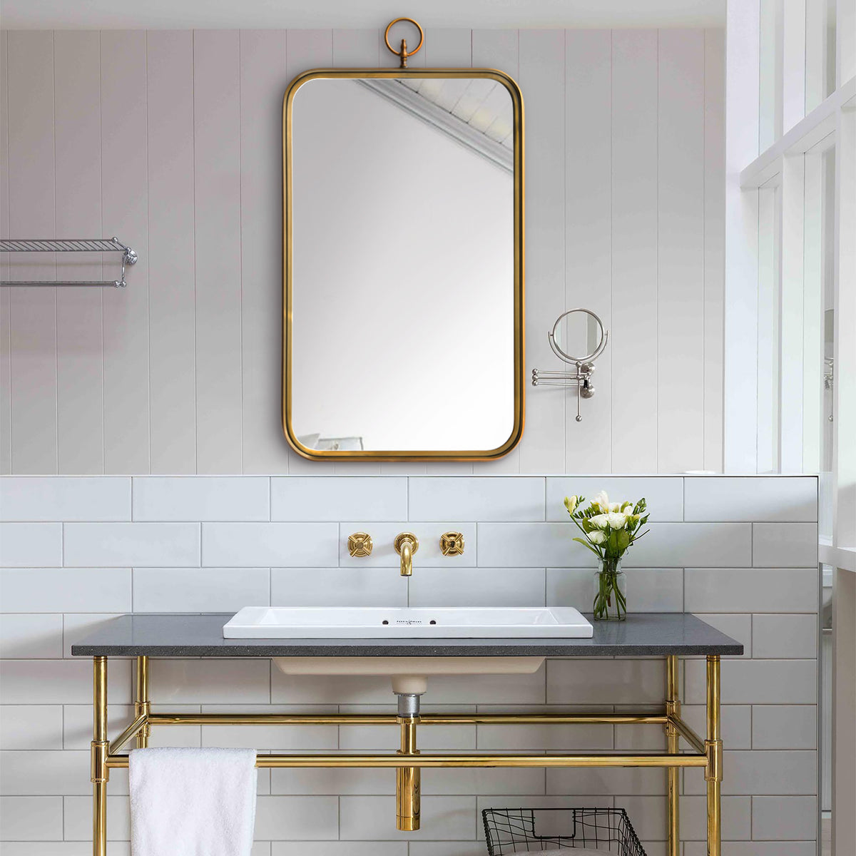 Coburg 39.5" Tall Rectangle Wall Mirror, Yellow-Mirrors-DECOROLALA