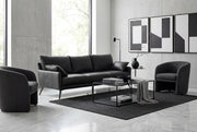 Cochrane 82L x 33W x 32.3 Black Leather Three Seater Sofa-Sofa & Sectionals-DECOROLALA