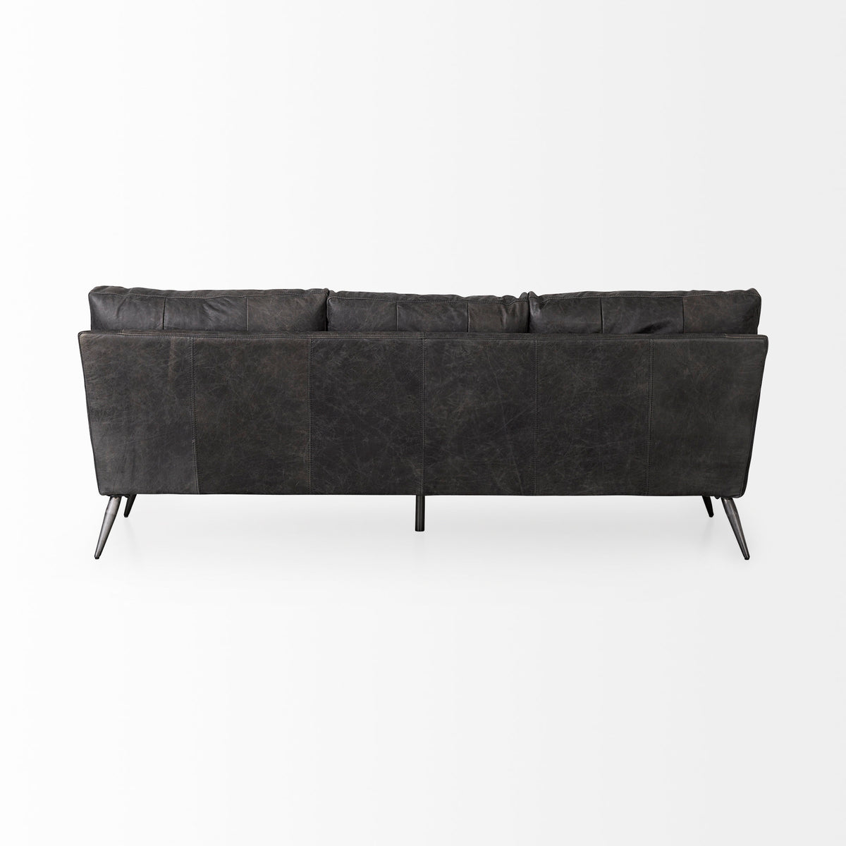 Cochrane 82L x 33W x 32.3 Black Leather Three Seater Sofa-Sofa & Sectionals-DECOROLALA
