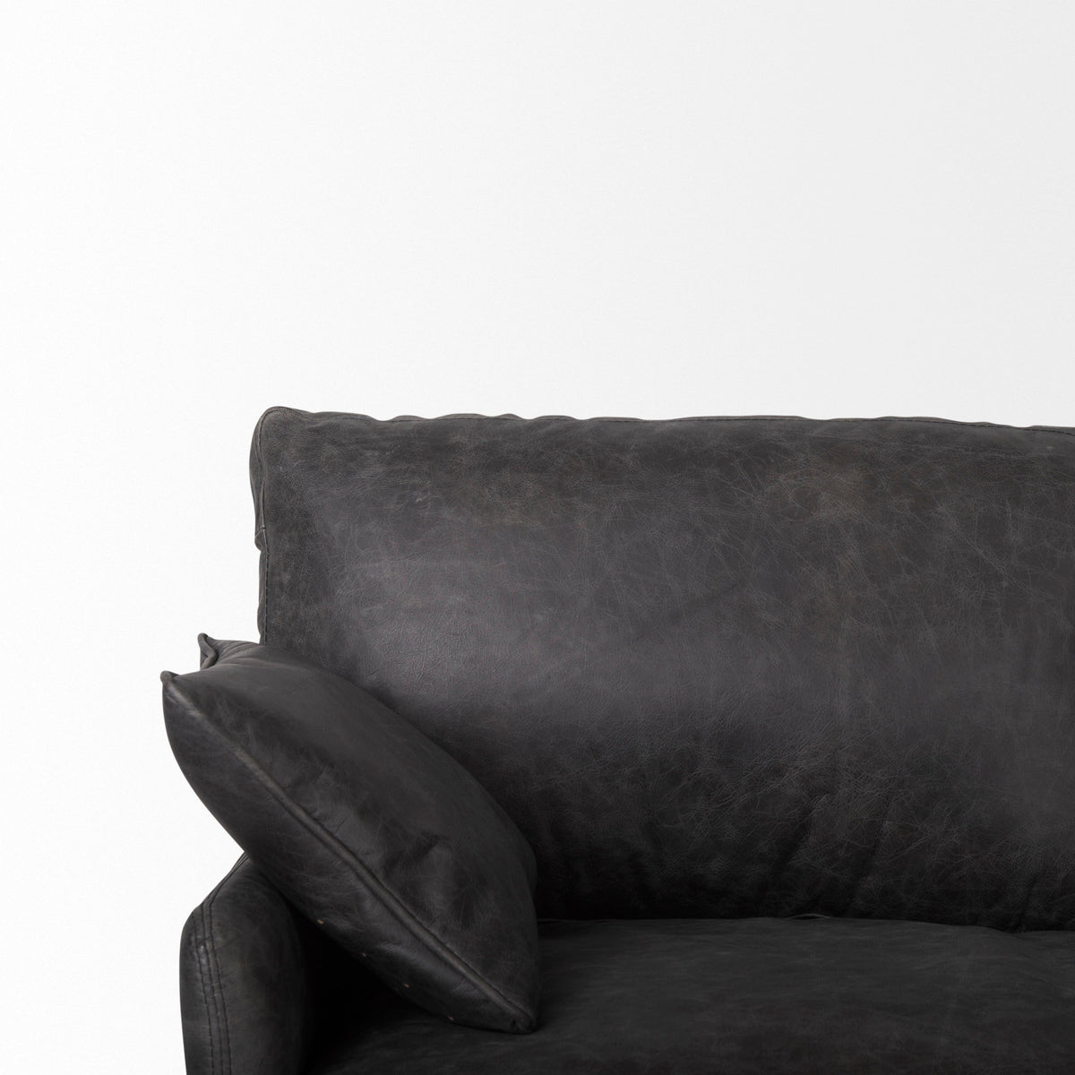 Cochrane 82L x 33W x 32.3 Black Leather Three Seater Sofa-Sofa & Sectionals-DECOROLALA