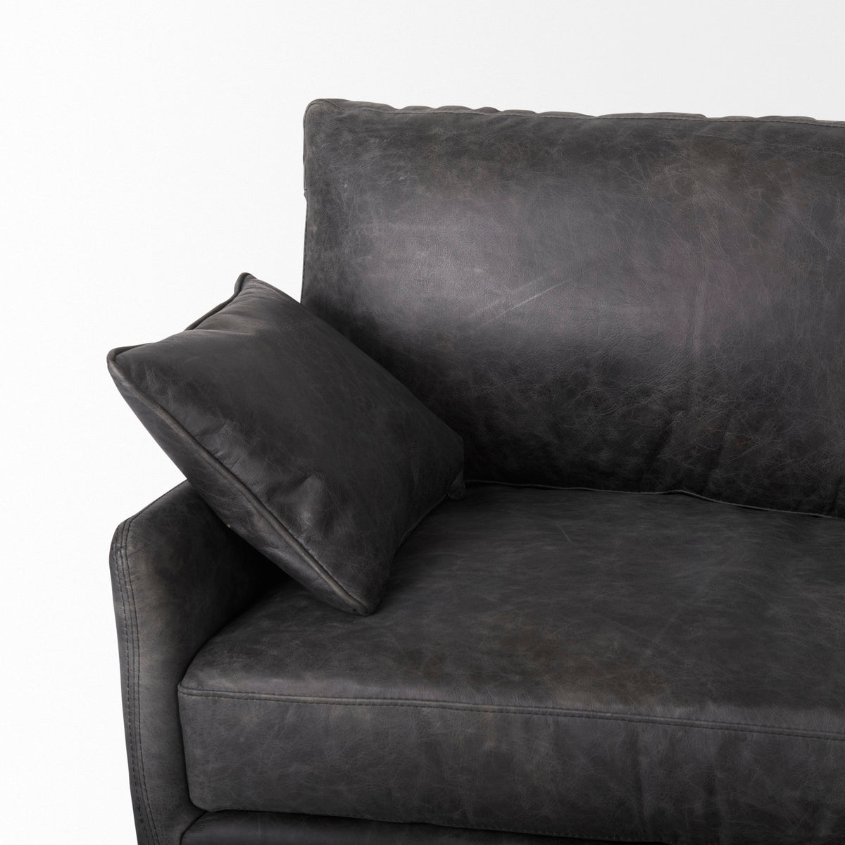 Cochrane 82L x 33W x 32.3 Black Leather Three Seater Sofa-Sofa & Sectionals-DECOROLALA