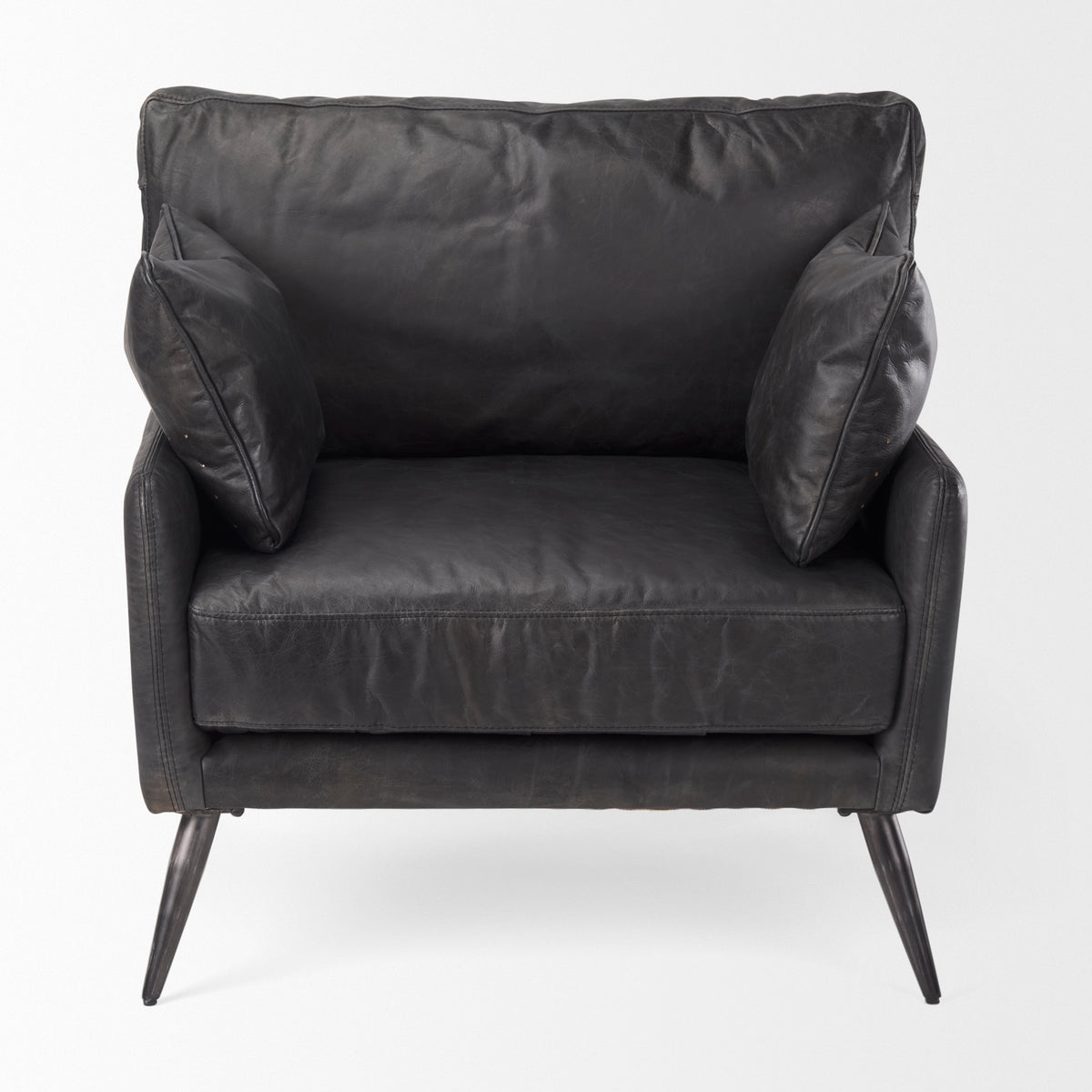 Cochrane Black Leather Armchair - 34.5" Wide-Chairs-DECOROLALA