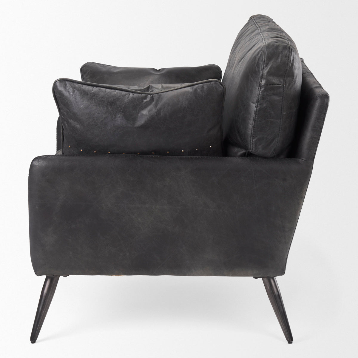 Cochrane Black Leather Armchair - 34.5" Wide-Chairs-DECOROLALA