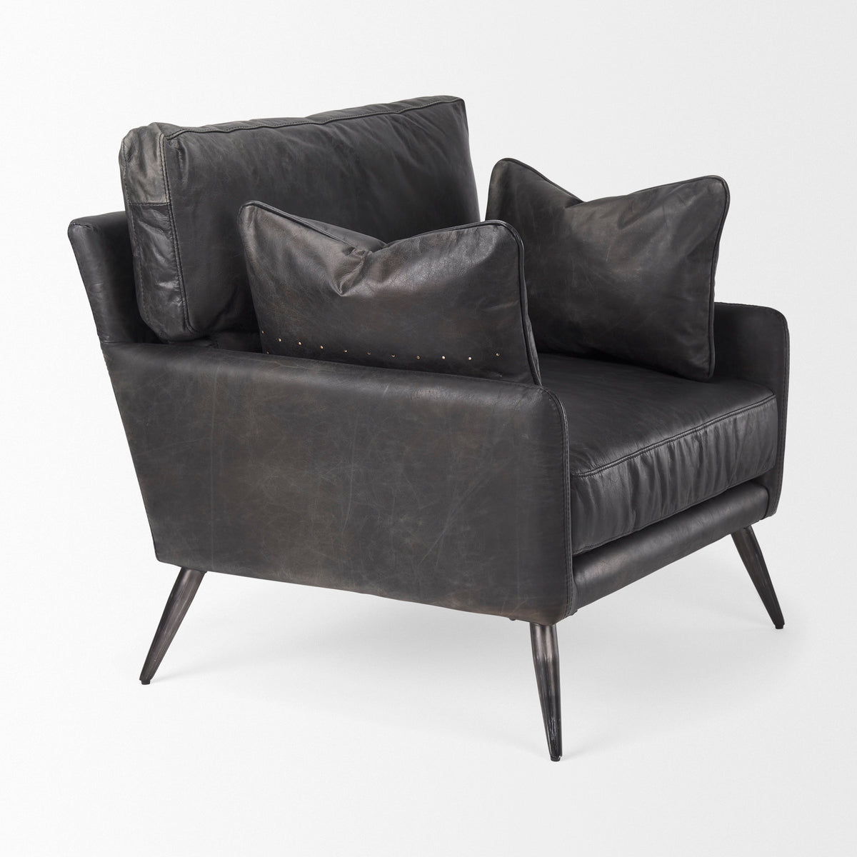 Cochrane Black Leather Armchair - 34.5" Wide-Chairs-DECOROLALA