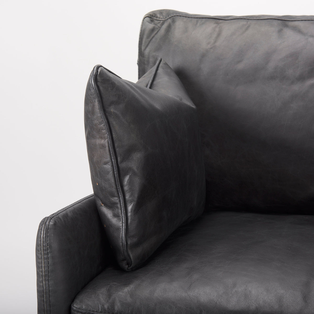 Cochrane Black Leather Armchair - 34.5" Wide-Chairs-DECOROLALA