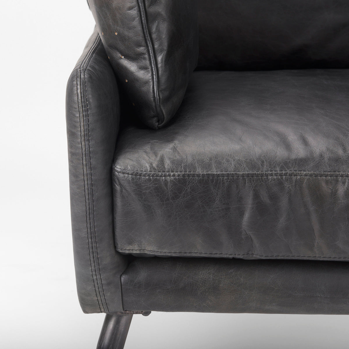 Cochrane Black Leather Armchair - 34.5" Wide-Chairs-DECOROLALA