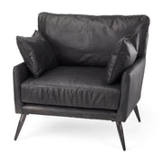 Cochrane Black Leather Armchair - 34.5" Wide-Chairs-DECOROLALA