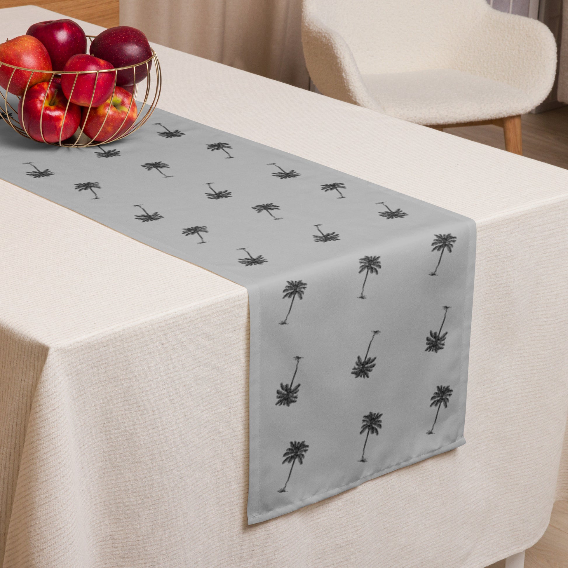 Coco Palm Pattern Table Runner - Grey-Dining Room & Kitchen-DECOROLALA