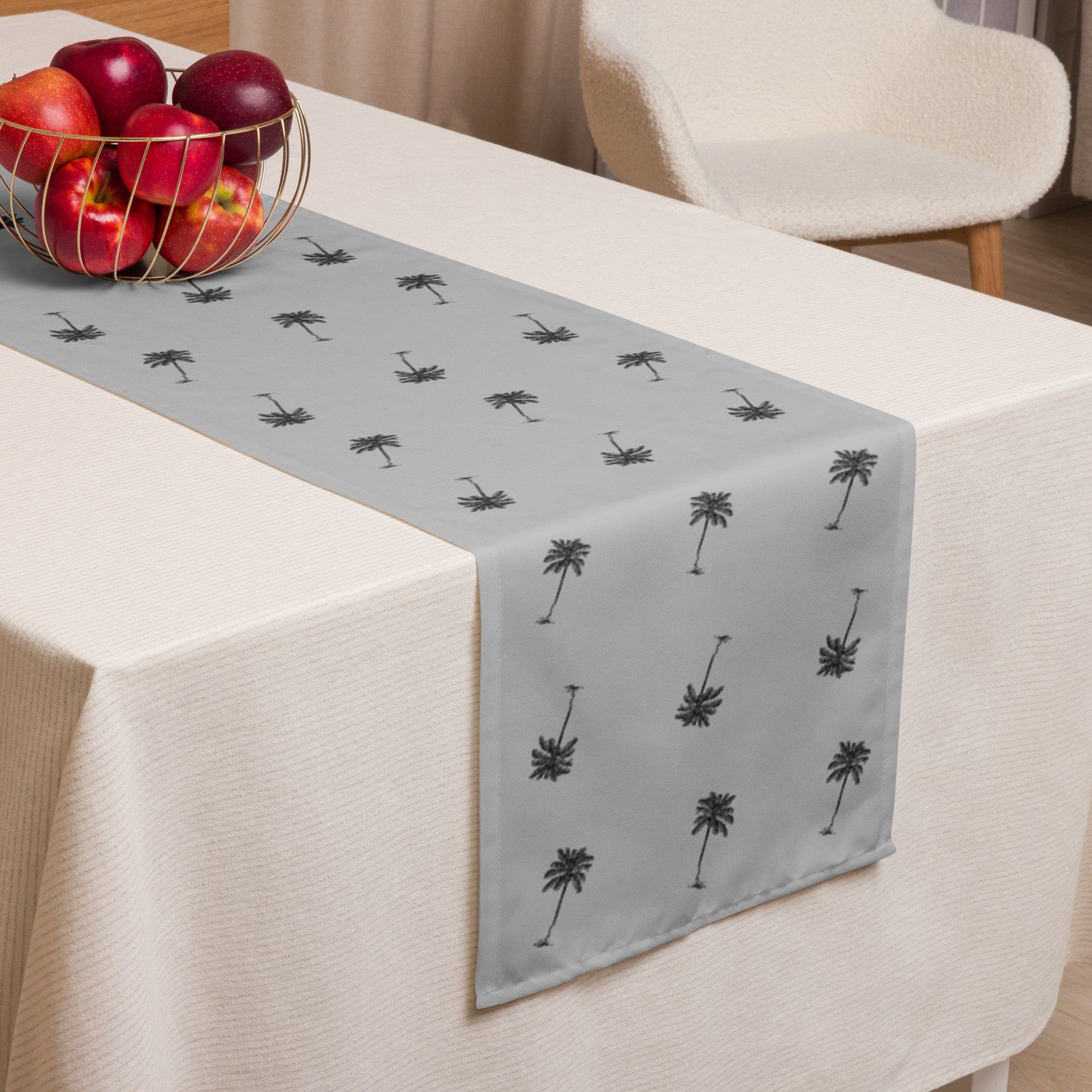 Coco Palm Pattern Table Runner - Grey-Dining Room & Kitchen-DECOROLALA