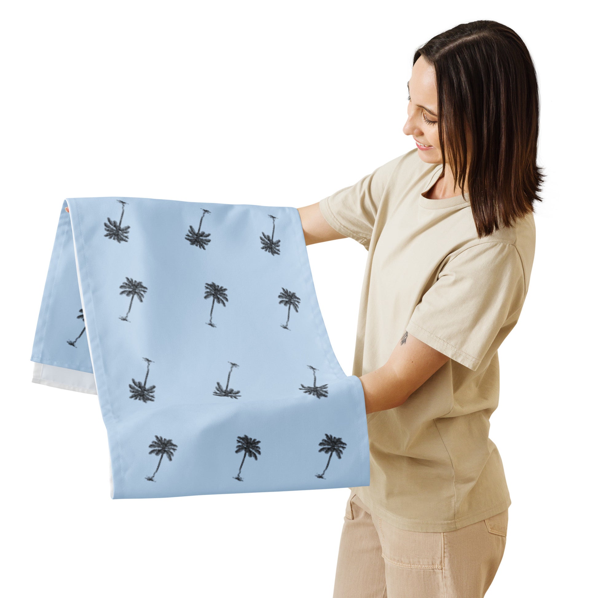 Coco Palm Pattern Table Runner - Pattens Blue-Living-DECOROLALA